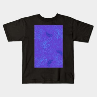 Light Blue leaves pattern Kids T-Shirt